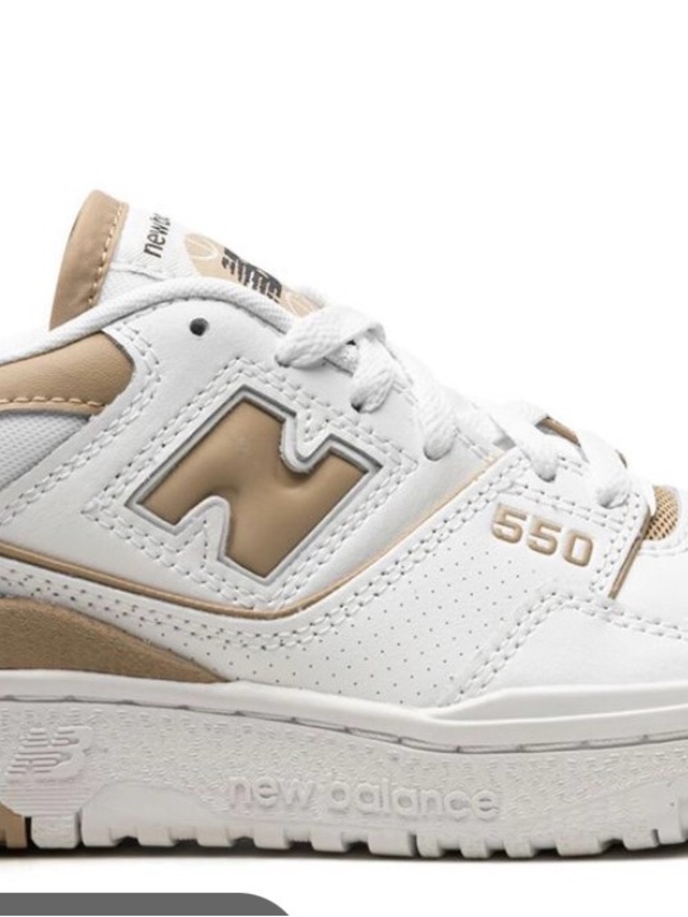 New Balance Kids 550 Sneakers in White and Tan
